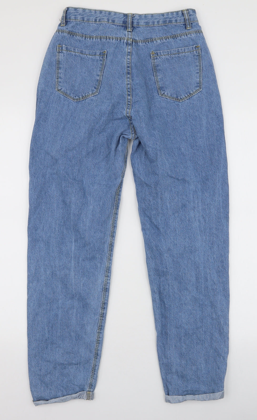 SheIn Womens Blue  Cotton Mom Jeans Size S L27 in Regular Zip