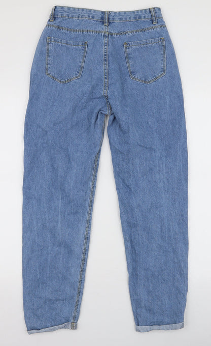 SheIn Womens Blue  Cotton Mom Jeans Size S L27 in Regular Zip