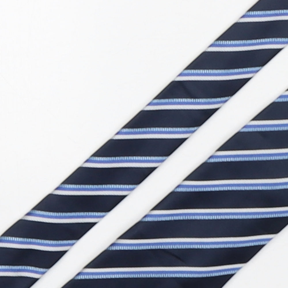 Marks and Spencer Mens Blue Striped Polyester Pointed Tie One Size