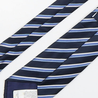 Marks and Spencer Mens Blue Striped Polyester Pointed Tie One Size