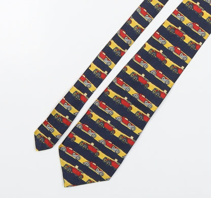 Front view of Halfords men’s multicoloured striped polyester pointed tie one size - car print