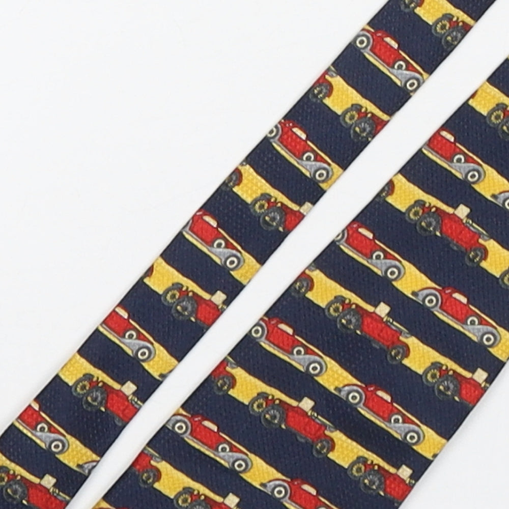 Close-up detail of Halfords men’s multicoloured striped polyester pointed tie one size - car print