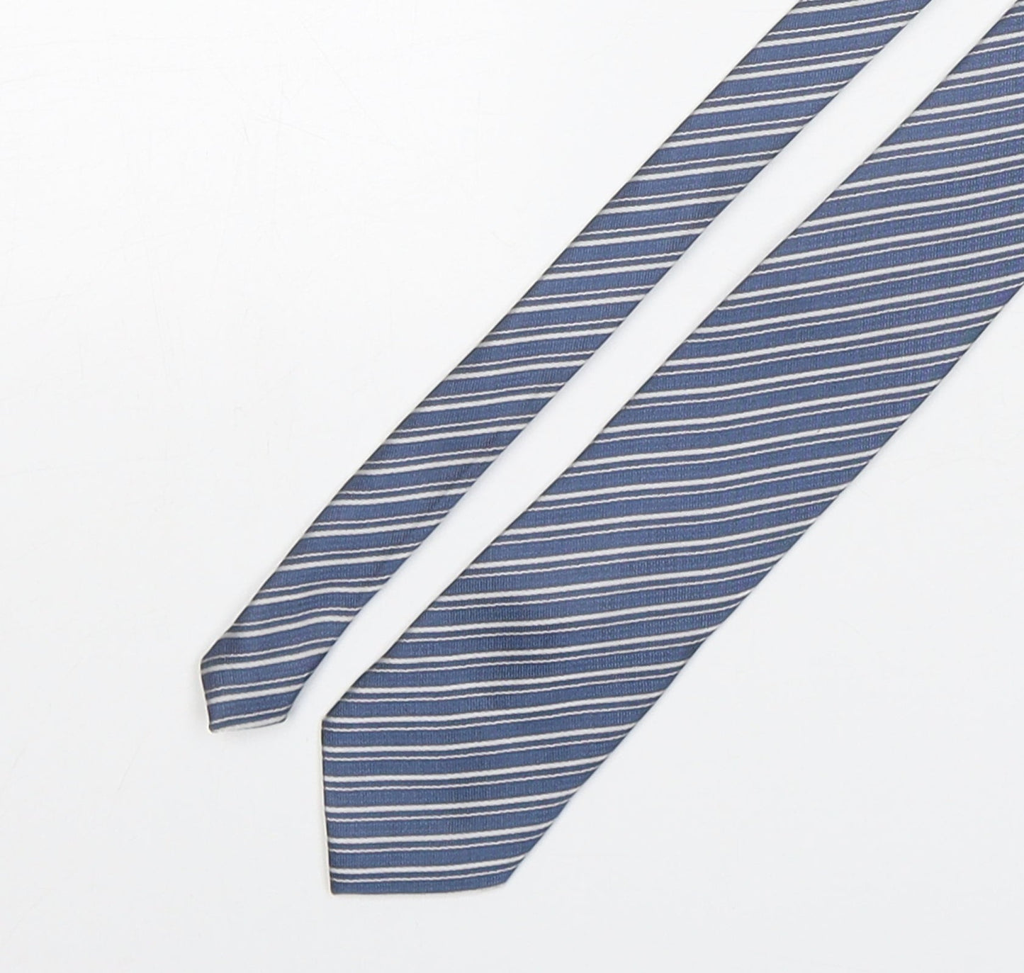Sam Well Mens Blue Striped Silk Pointed Tie One Size