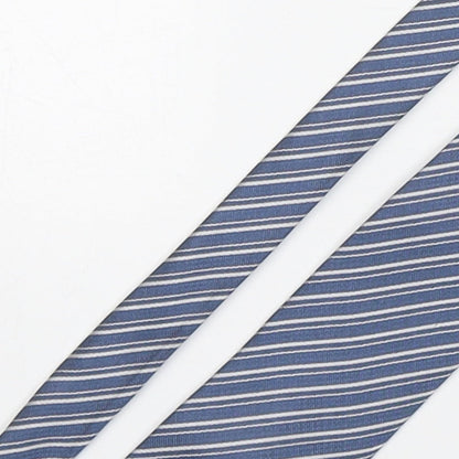 Sam Well Mens Blue Striped Silk Pointed Tie One Size