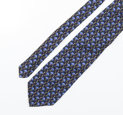 Mens Beaufort Blue Geometric  Pointed Tie