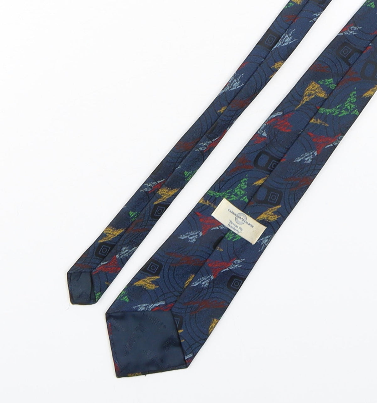 Back view of CarnaudMetalbox men’s multicoloured geometric polyester pointed tie one size