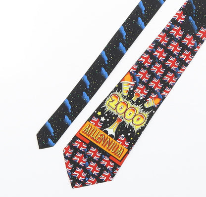 Additional front view of Fratello men’s multicoloured geometric polyester pointed tie one size - millennium