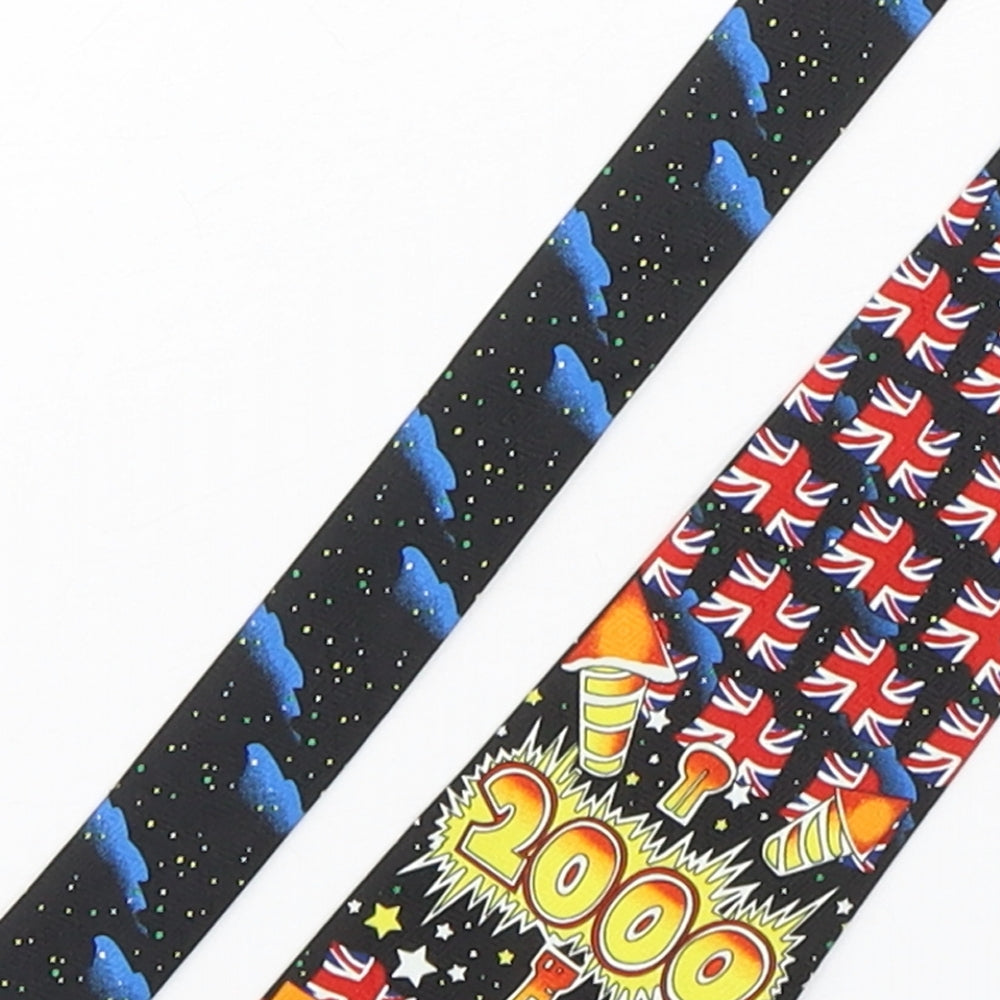 Close-up detail of Fratello men’s multicoloured geometric polyester pointed tie one size - millennium