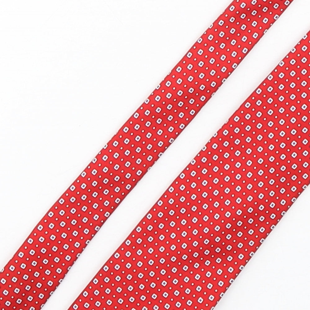 Marks and Spencer Mens Red Polka Dot Silk Pointed Tie One Size