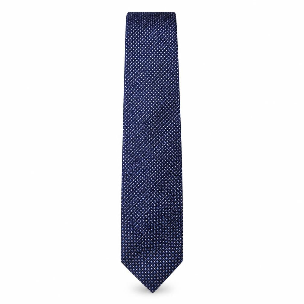 Front view of U.S. Polo Assn. men’s blue plaids & checks silk pointed tie one size
