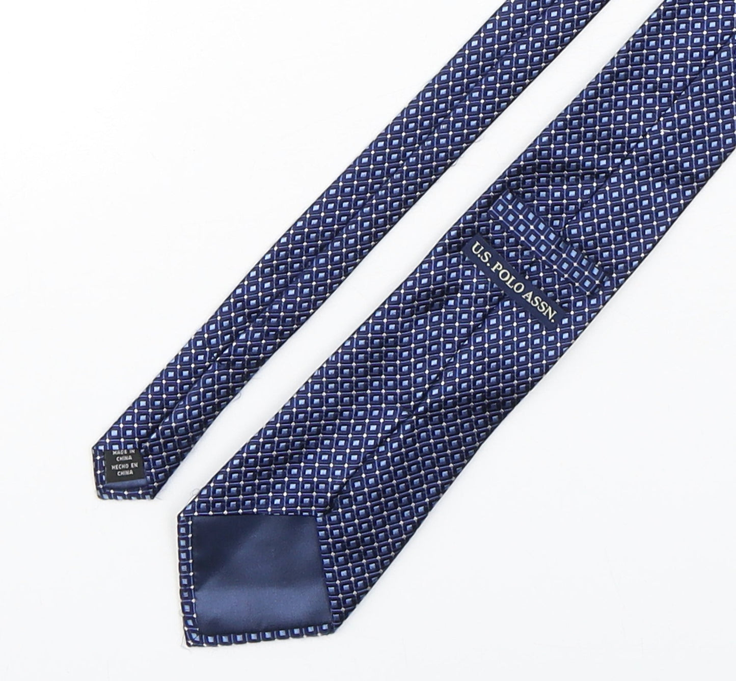 US Polo Assn. Mens Blue Plaids & Checks Silk Pointed Tie One Size