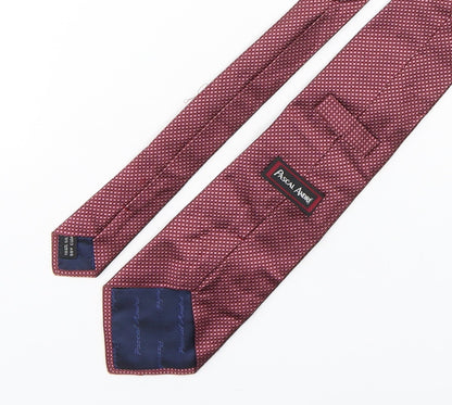 Back view of Pascal Andre men’s red plaids & checks silk pointed tie one size