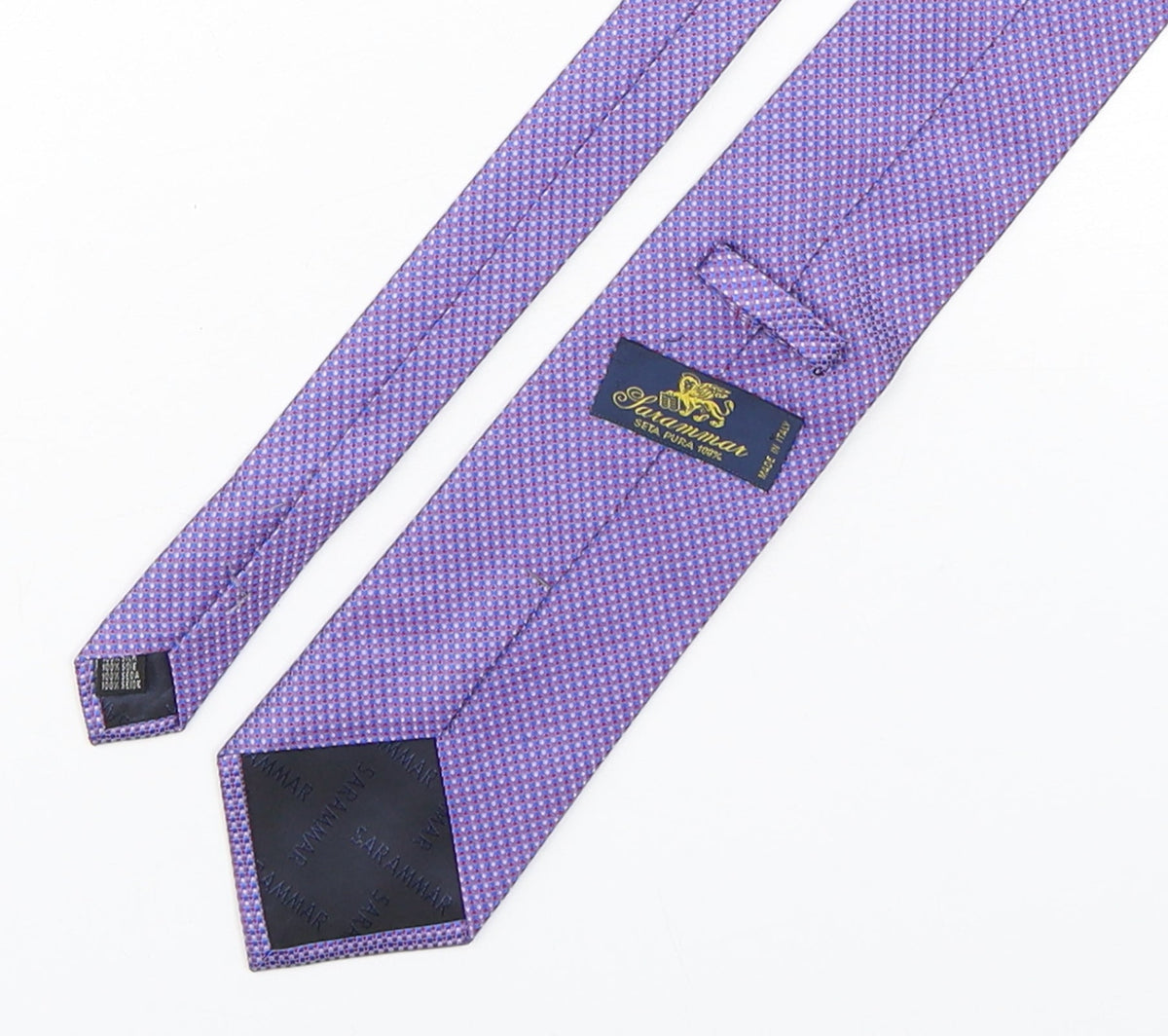 Back view of Faramman men’s multicoloured grenadine silk pointed tie one size