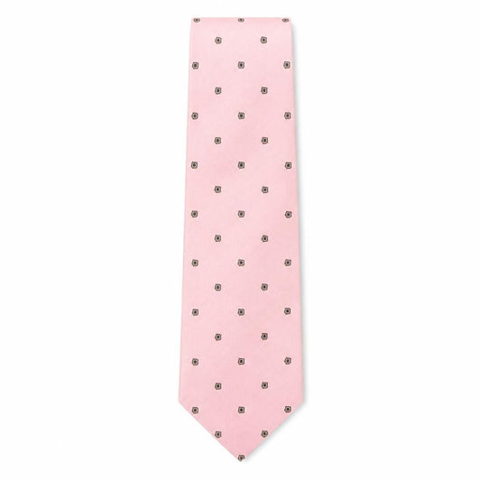 Front view of Soprano men’s pink polka dot silk pointed tie one size