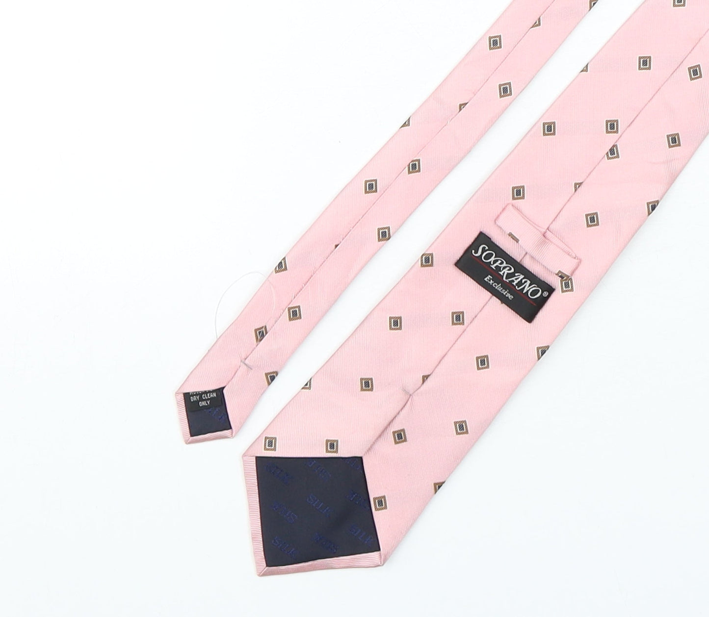 Soprano Mens Pink Polka Dot Silk Pointed Tie One Size