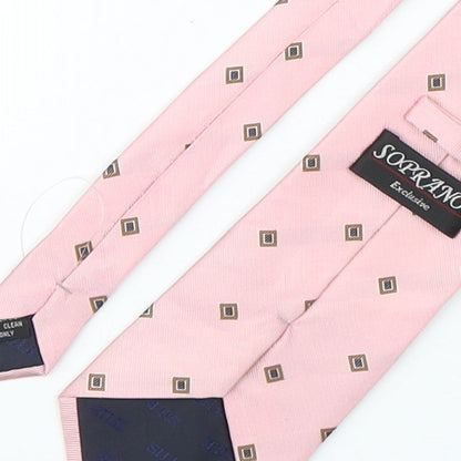 Soprano Mens Pink Polka Dot Silk Pointed Tie One Size