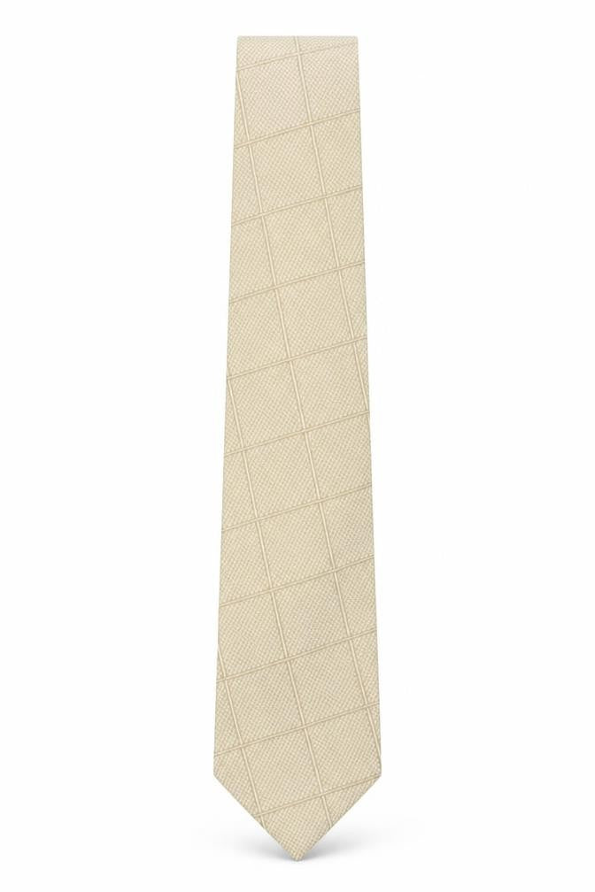 Mens Jacques Estier Beige Plaids & Checks  Pointed Tie