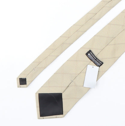 Jacques Estier  Mens Beige Plaids & Checks Polyester Pointed Tie One Size