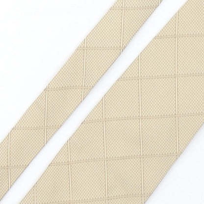 Jacques Estier  Mens Beige Plaids & Checks Polyester Pointed Tie One Size