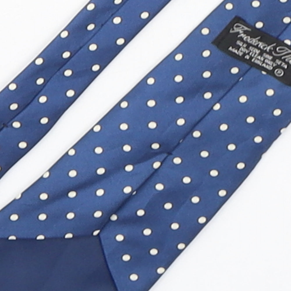 Fredrick Theak  Mens Blue Polka Dot Silk Pointed Tie One Size