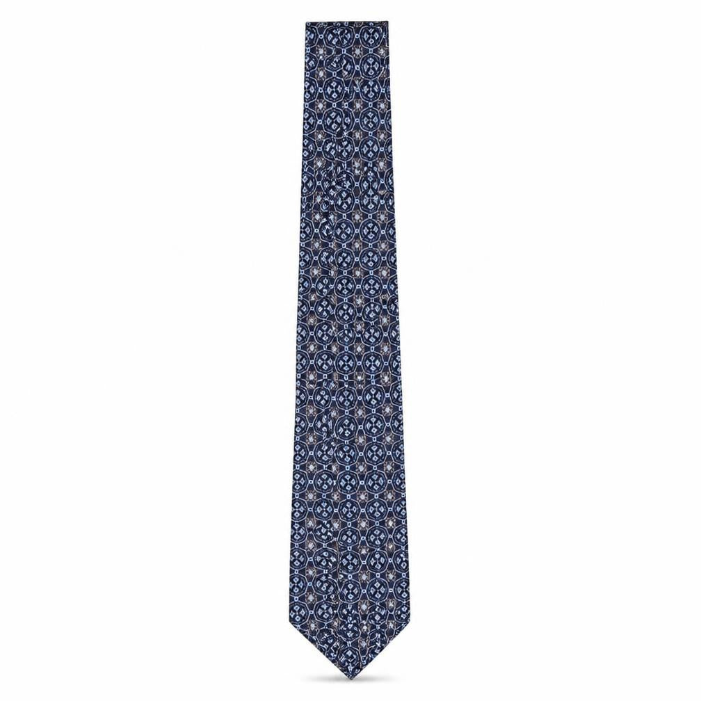 Mens Collezione Blue Geometric  Pointed Tie