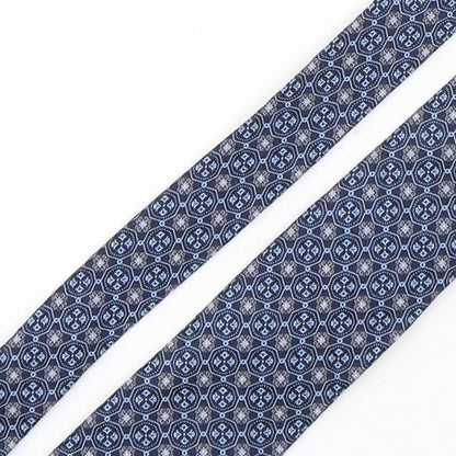 Mens Collezione Blue Geometric  Pointed Tie