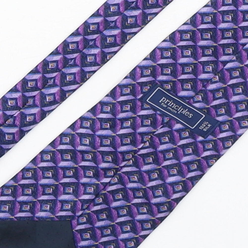 Principles  Mens Purple Geometric Polyester Pointed Tie One Size