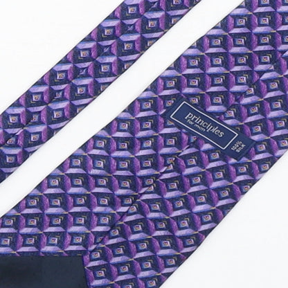 Principles  Mens Purple Geometric Polyester Pointed Tie One Size