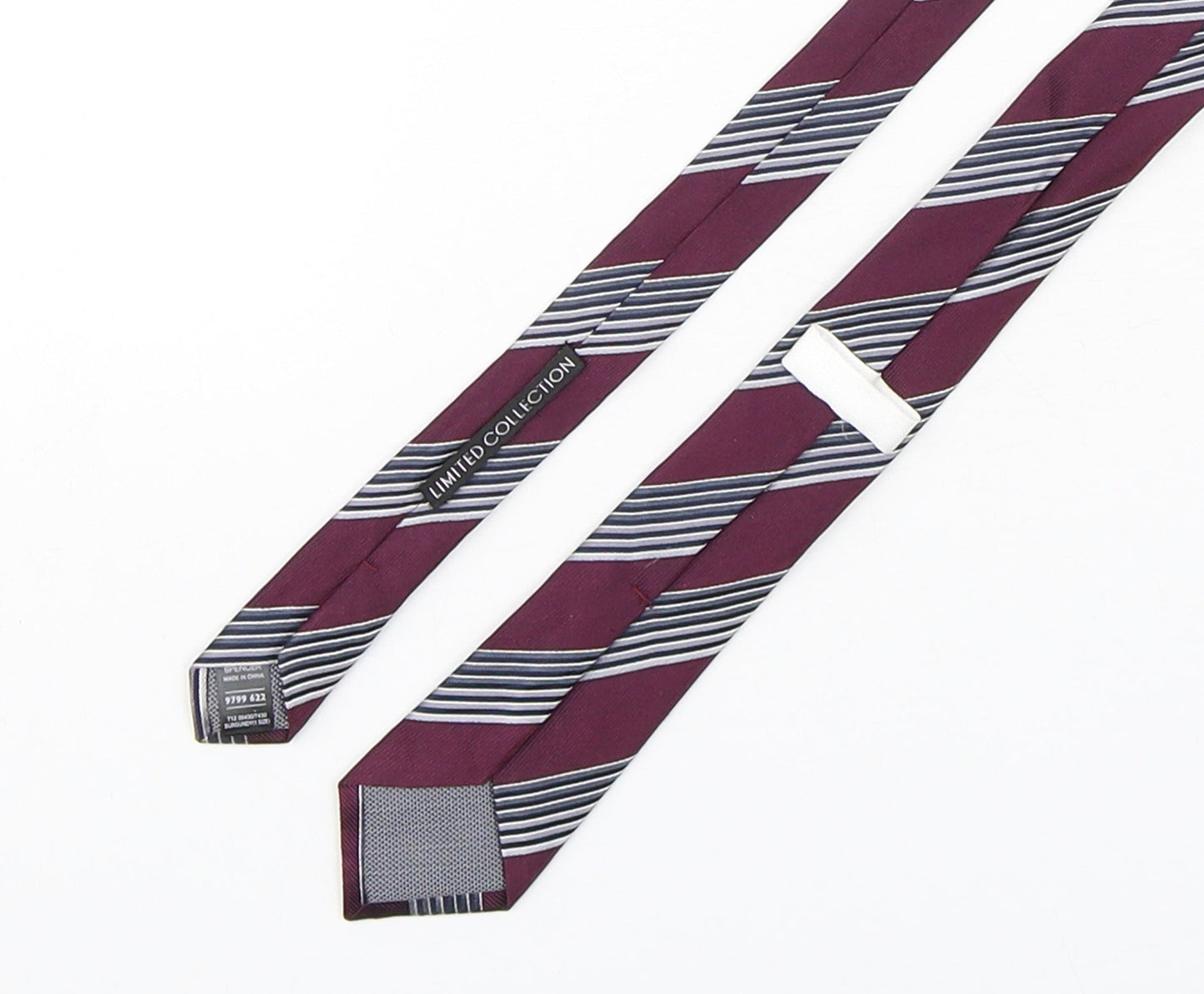 Marks and Spencer Mens Multicoloured Striped Silk Pointed Tie One Size