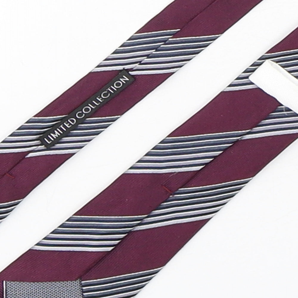 Marks and Spencer Mens Multicoloured Striped Silk Pointed Tie One Size