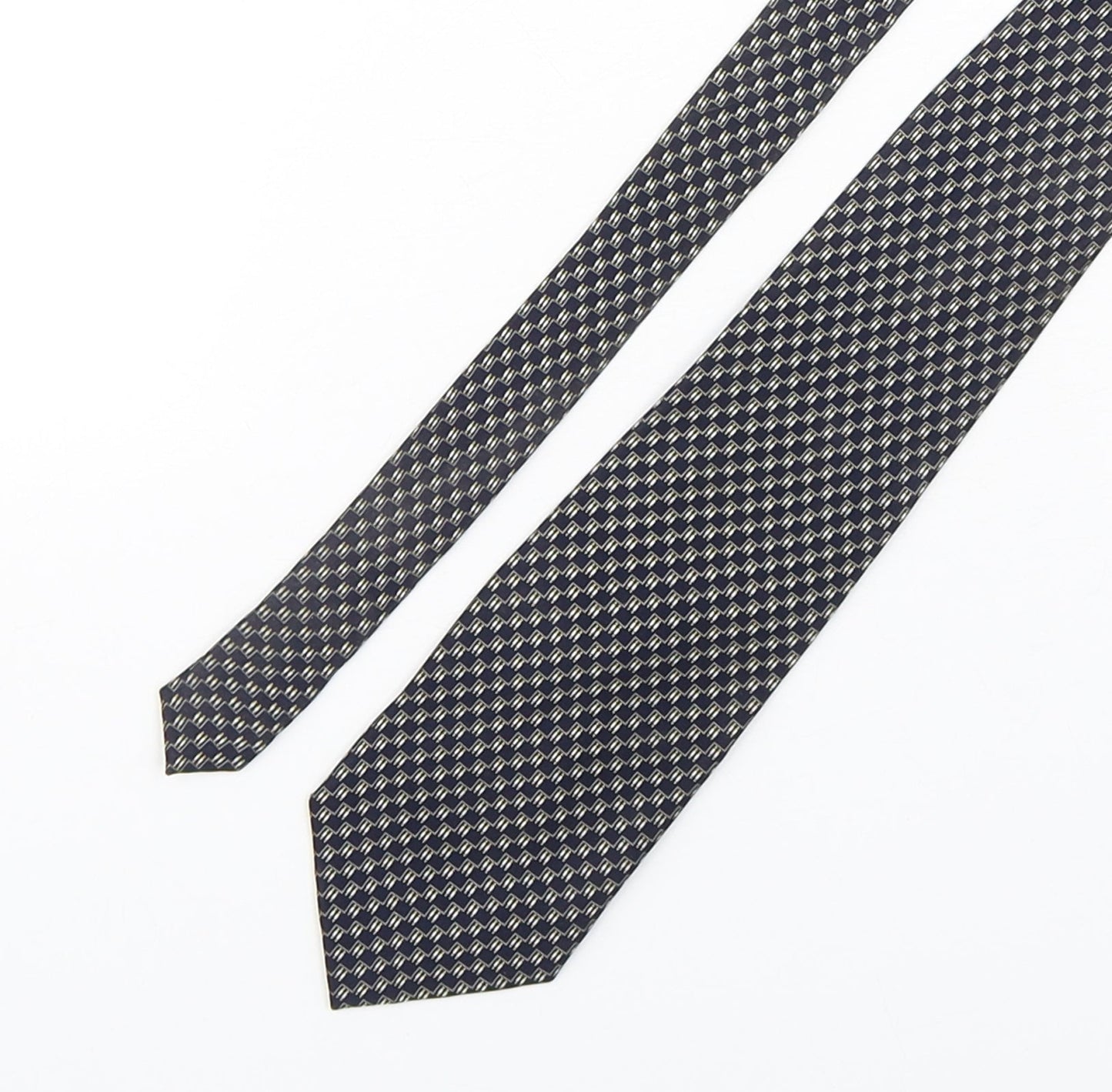 Pierre Victoire  Mens Multicoloured Geometric Silk Pointed Tie One Size