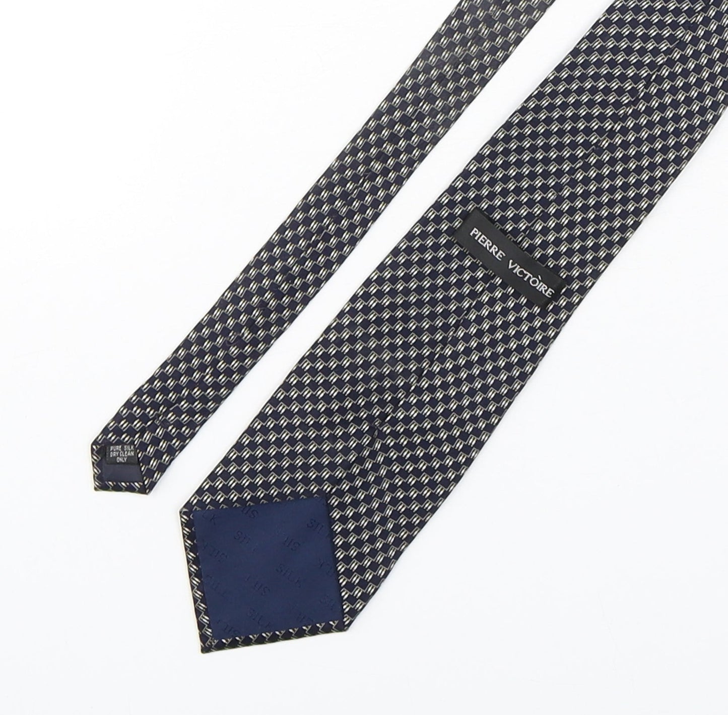 Pierre Victoire  Mens Multicoloured Geometric Silk Pointed Tie One Size