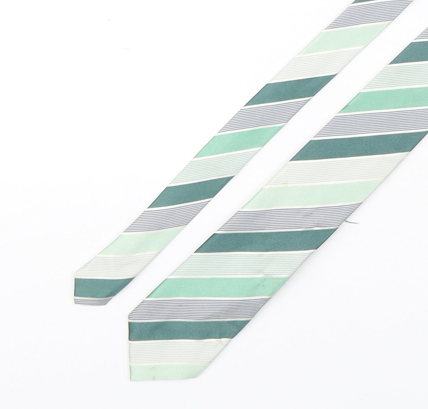 Kenneth Cole  Mens Green Striped Silk Pointed Tie One Size