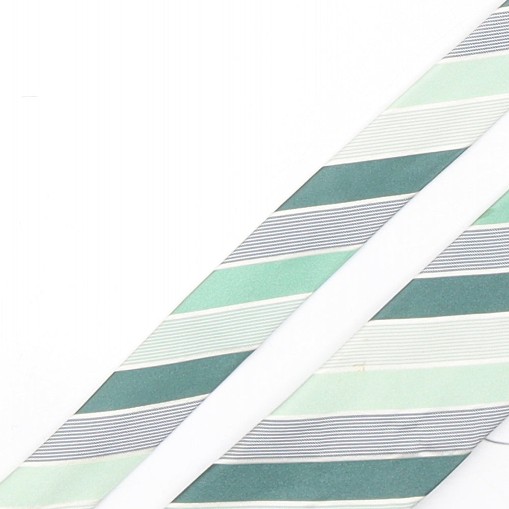 Kenneth Cole  Mens Green Striped Silk Pointed Tie One Size