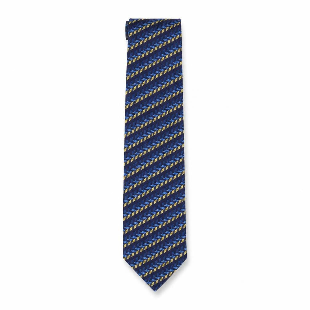 Front view of Stovel & Mason men’s multicoloured geometric silk pointed tie one size