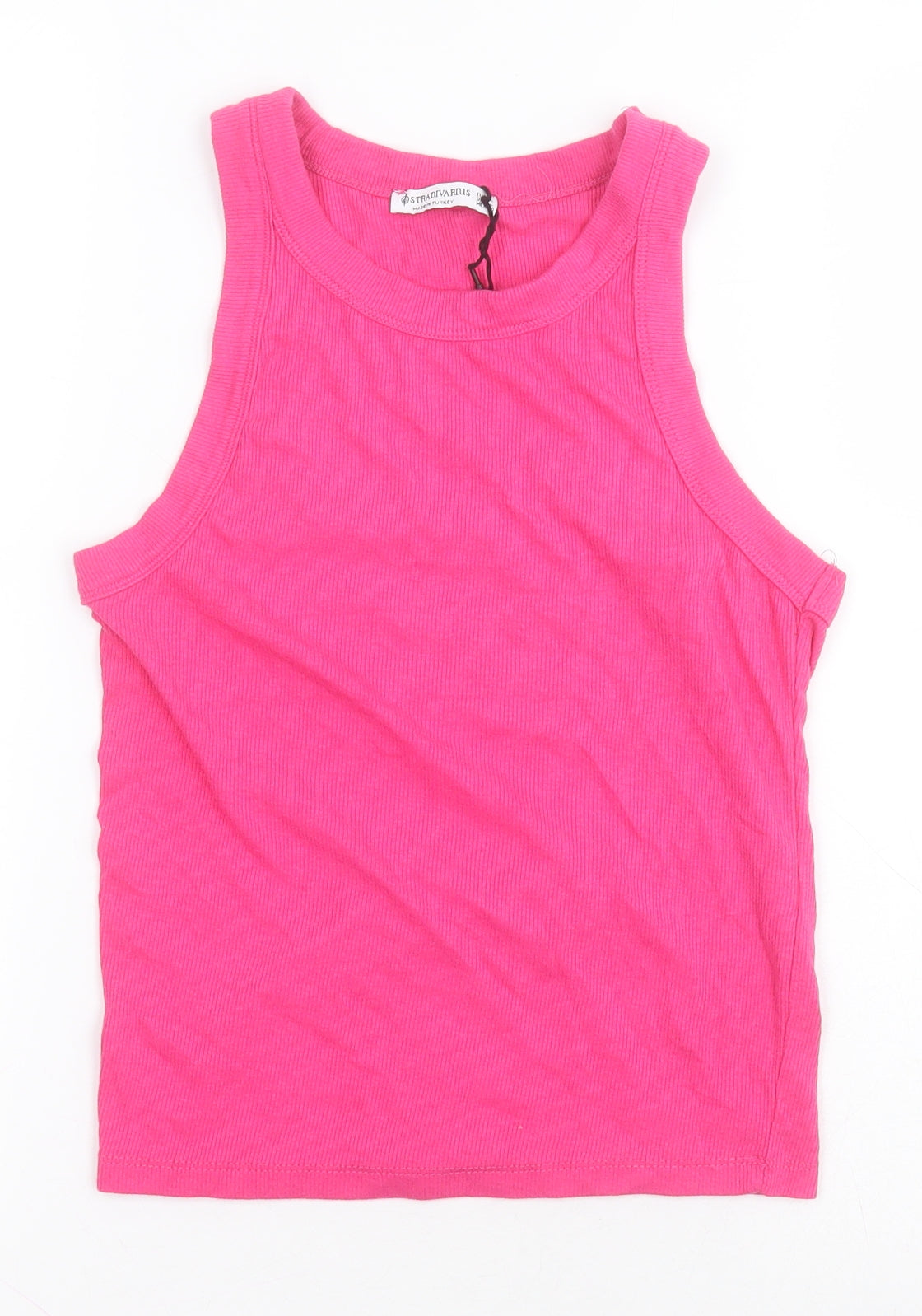 Womens UK Size L Stradivarius Pink Cropped T-Shirt