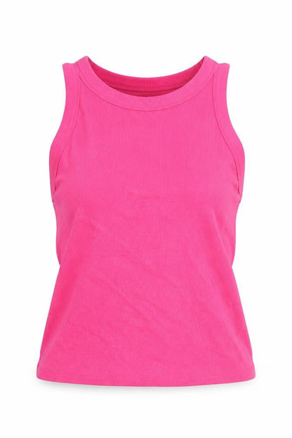 Front view of Stradivarius women’s pink cotton cropped t-shirt, size L, round neck