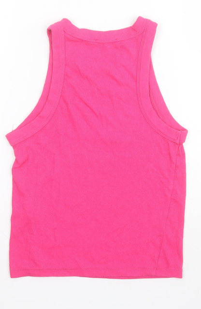Womens UK Size L Stradivarius Pink Cropped T-Shirt