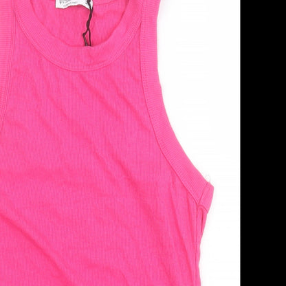 Womens UK Size L Stradivarius Pink Cropped T-Shirt