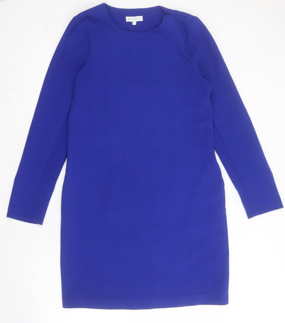 Warehouse Womens Blue  Polyester Shift  Size 8  Round Neck Zip