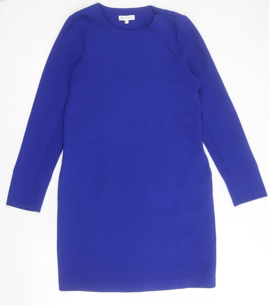 Warehouse Womens Blue  Polyester Shift  Size 8  Round Neck Zip