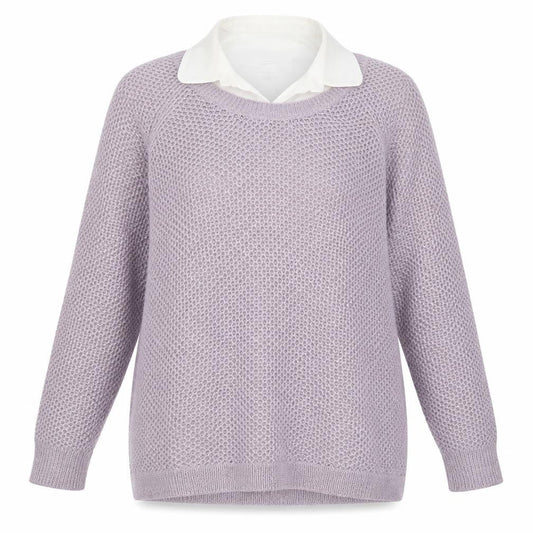 Womens UK Size 14 Cotton Traders Purple Henley Jumper