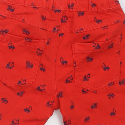 George Boys Red Geometric Cotton Bermuda Shorts Size 2 Years  Regular Tie - trucks