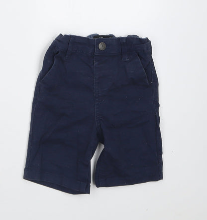 Primark Boys Blue  Cotton Cropped Trousers Size 12-18 Months  Button