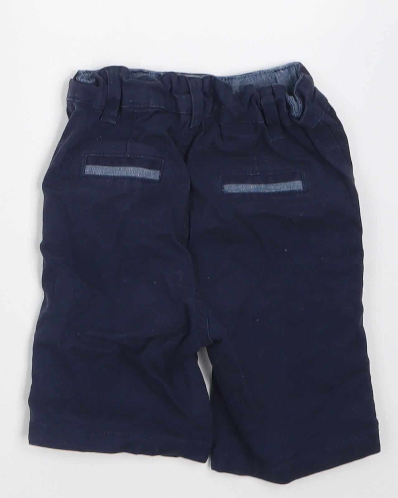 Primark Boys Blue  Cotton Cropped Trousers Size 12-18 Months  Button