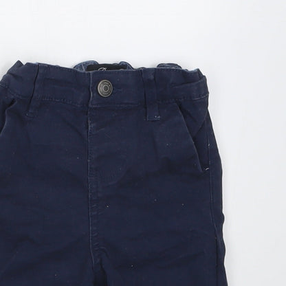 Primark Boys Blue  Cotton Cropped Trousers Size 12-18 Months  Button