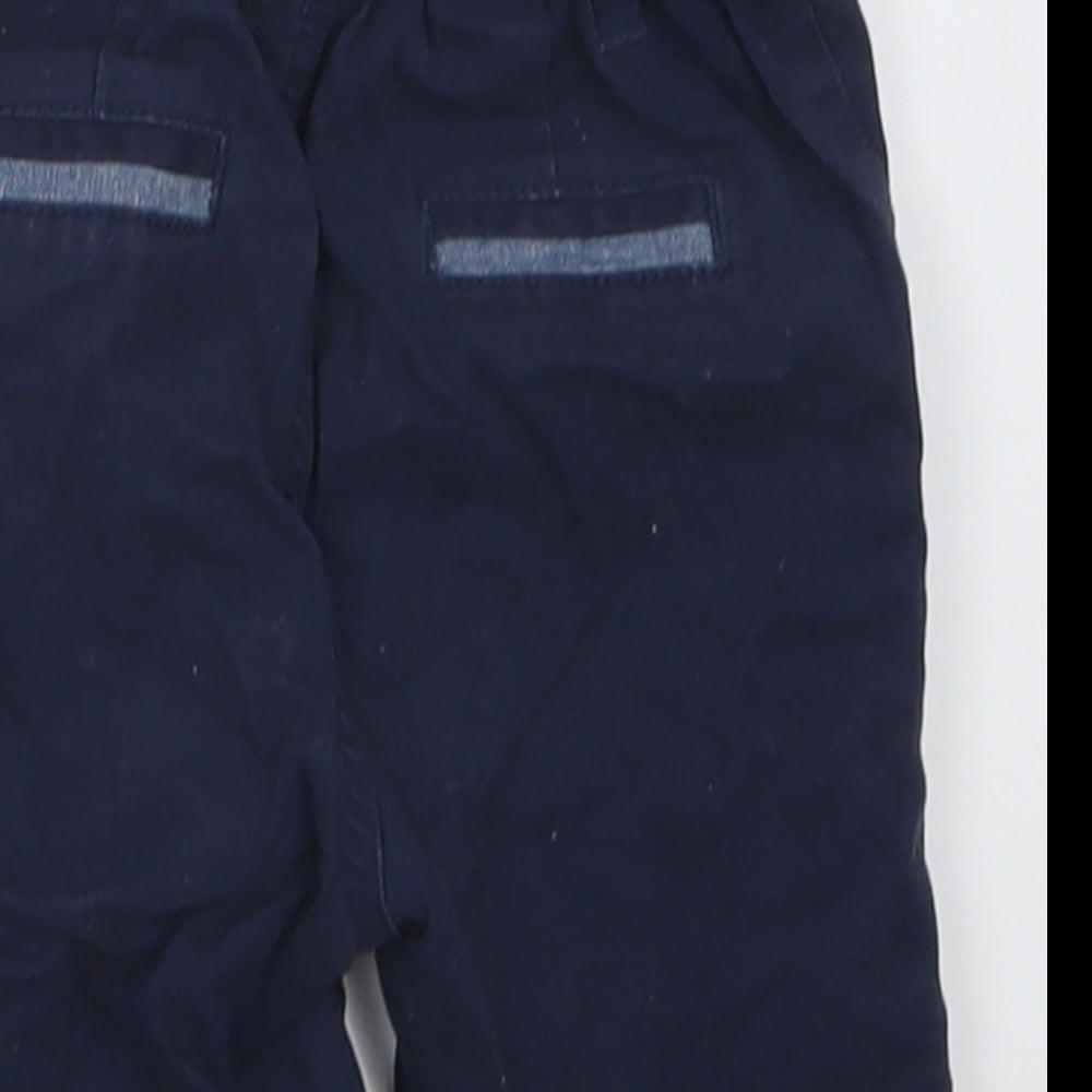 Primark Boys Blue  Cotton Cropped Trousers Size 12-18 Months  Button