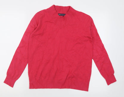 Marks and Spencer Womens Pink V-Neck  Acrylic Pullover Jumper Size XS