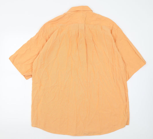 Mens UK Size 17 Marks and Spencer Orange  Button-Up Short Sleeve Casual Shirt