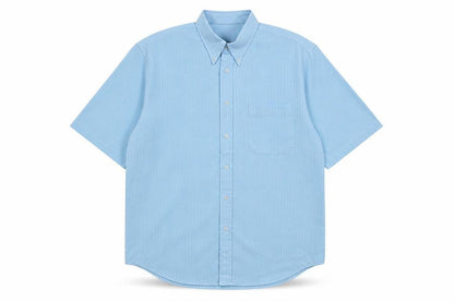 Mens UK Size L defined Blue  Button-Up Short Sleeve Casual Shirt